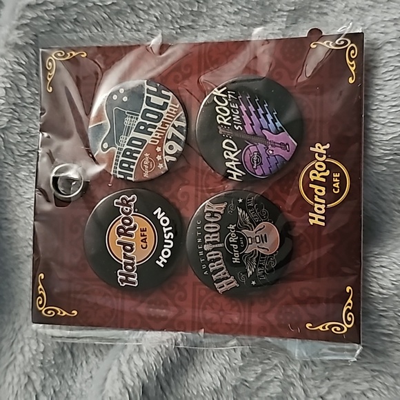 NWT - Hard Rock Cafe Houston Pin Button Set - 4pc - Picture 1 of 2